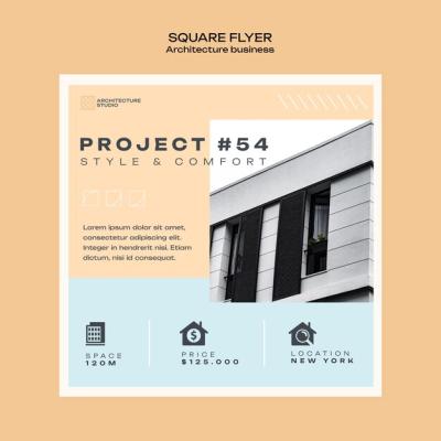 Minimal Architecture Business Square Flyer – Free Download