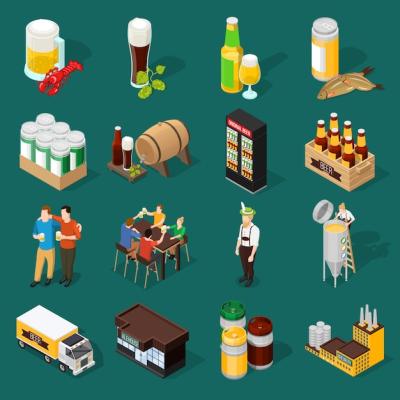 Beer Isometric Icons Set – Free to Download