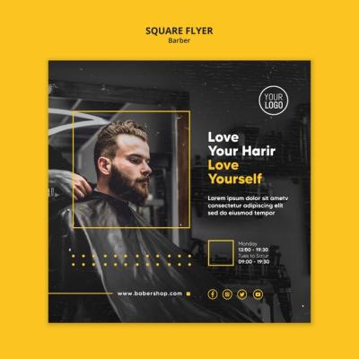 Barber Shop Square Flyer Template – Download Free Stock Photo