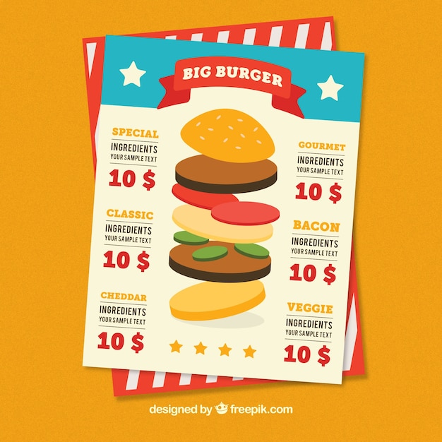 Variety of Burgers in Menu Template – Free Download