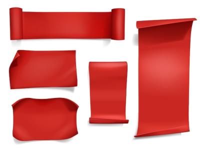 3D Realistic Curved Red Ribbons and Banners Illustration – Free Download