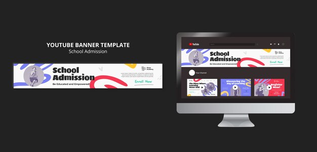 Flat Design School Admission YouTube Banner – Free Download, Free Stock Photo