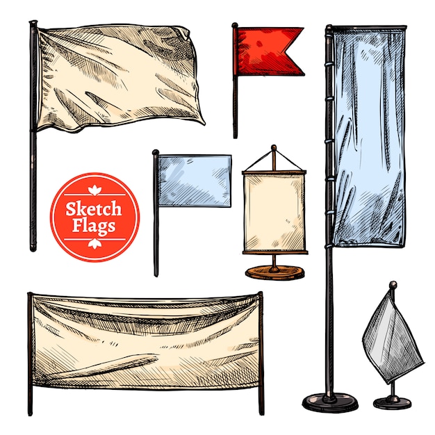 Sketch Flags Set – Free Download for Stunning Design Projects