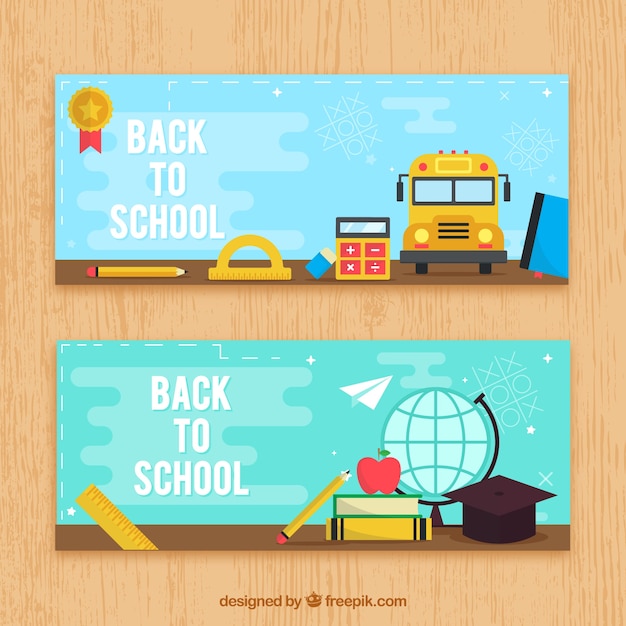 Flat Design Back to School Banners – Download Free Stock Photos