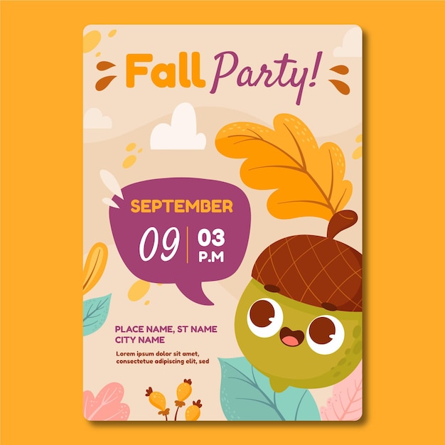 Cartoon Autumn Vertical Flyer Template – Free Download, Free Stock Photo