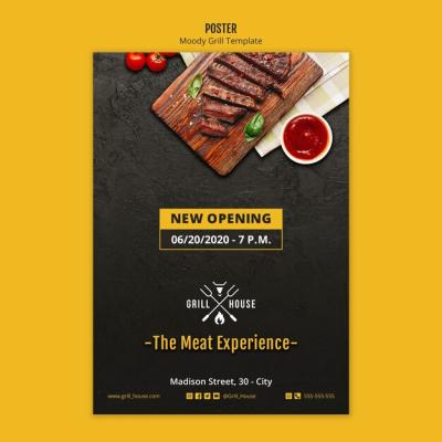 Moody Grill Poster Template – Free Download