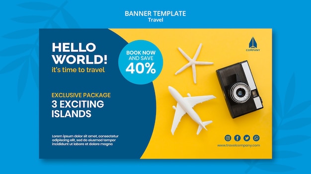 Horizontal Banner Template for Vacation Traveling – Free Download