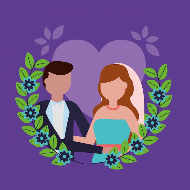 Flat Style Wedding Couple Vector Template – Free Download