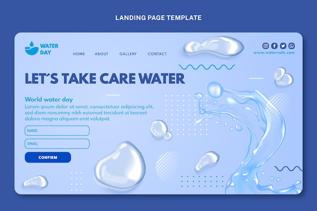 Realistic World Water Day Landing Page Template – Free Stock Photo for Download