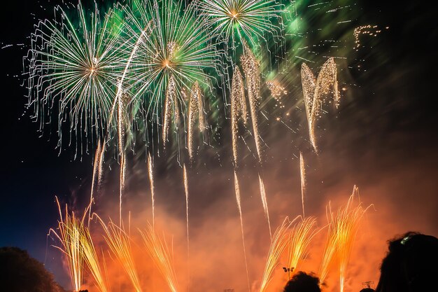 Stunning Low Angle View of Firework Display at Night – Free Download