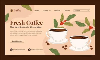 Hand Drawn Coffee Plantation Vector Template – Free Download