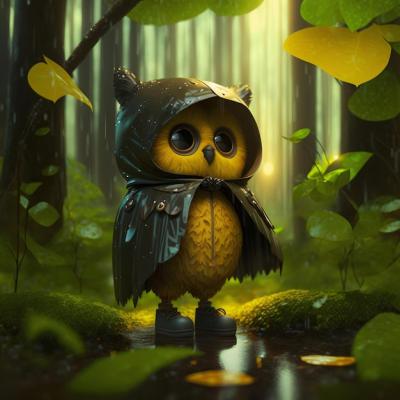 Cute Owl Wearing a Raincoat: Download Free Stock Photo