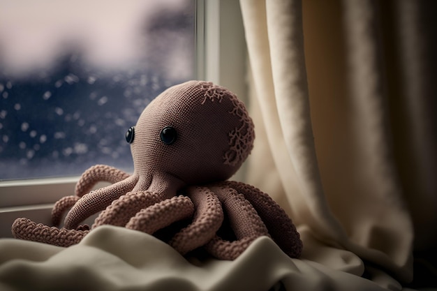 Octopus Plushie Toy in the Window – Free Stock Photo for Download