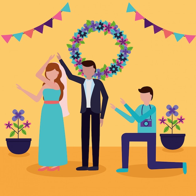 Flat Style Wedding People Vector Template – Free Download