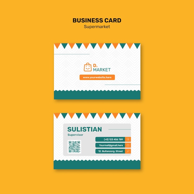 Supermarket Business Card Template Design – Free Download