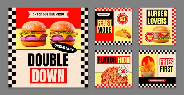 Hand Drawn Fast Food Instagram Post Template – Free Download