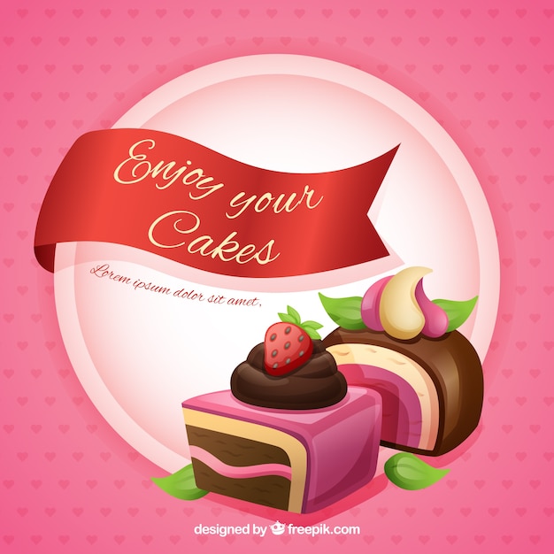 Tasty Cake Background in Realistic Style – Free Download