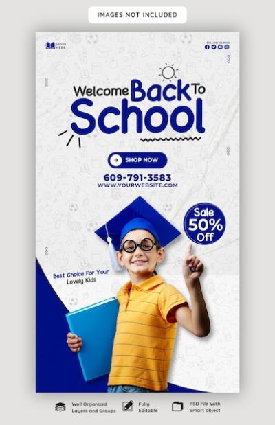 Back to School Instagram and Facebook Story Templates for Free Download