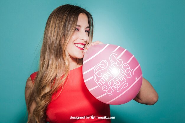 Party Concept Featuring Woman and Balloon – Free Stock Photo for Download