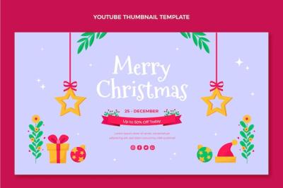 Flat Christmas YouTube Thumbnail – Free Download, Free Stock Photo