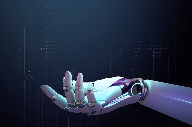 3D Robot Hand Background – AI Technology Side View for Free Download