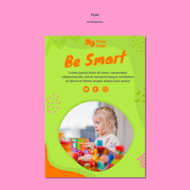 Kindergarten A5 Flyer Template with Photo – Free Download