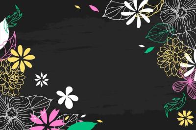 Hand-Drawn Flowers on Blackboard Background – Free Download