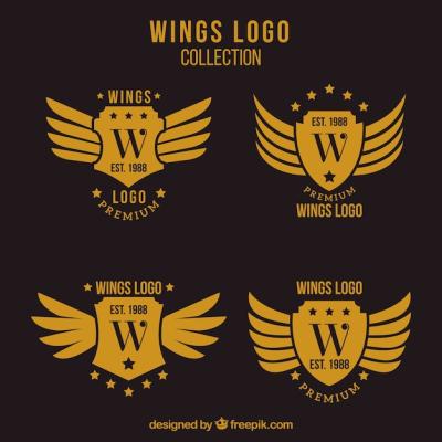 Wings Logos with Shield – Free Download