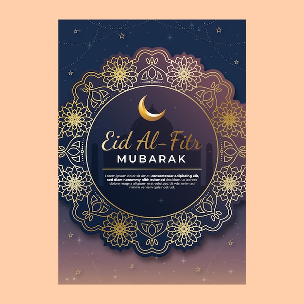 Gradient Eid al-Fitr Greeting Card Template – Free Download