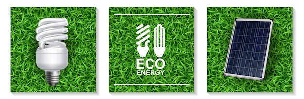 Modern Eco Energy Concept Featuring Solar Panel and Energy Saving Lamp – Free Download