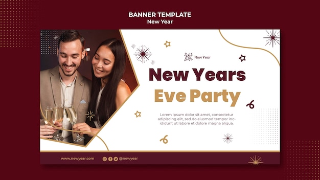 Festive New Year Horizontal Banner Template – Free Download