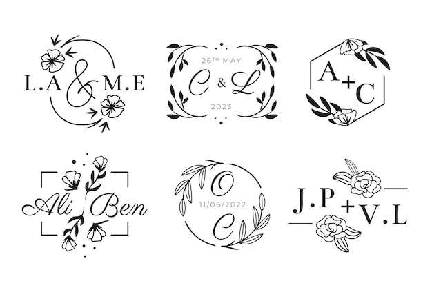 Linear Flat Wedding Monograms Collection – Free Download