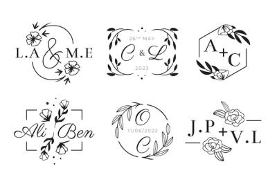 Linear Flat Wedding Monograms Collection – Free Download