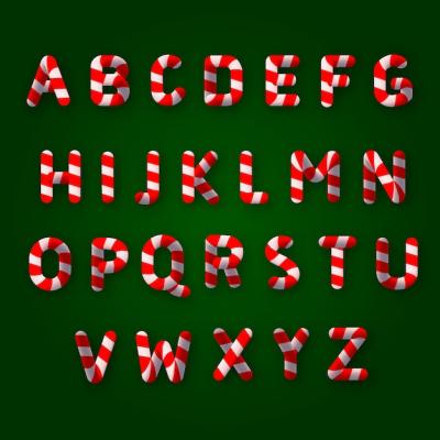 Christmas Alphabet Candy Cane Illustration – Free Download