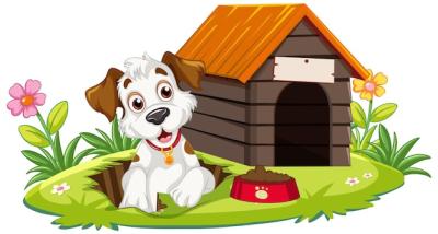 Cheerful Dog and Dog House – Free Download, Free Stock Photo