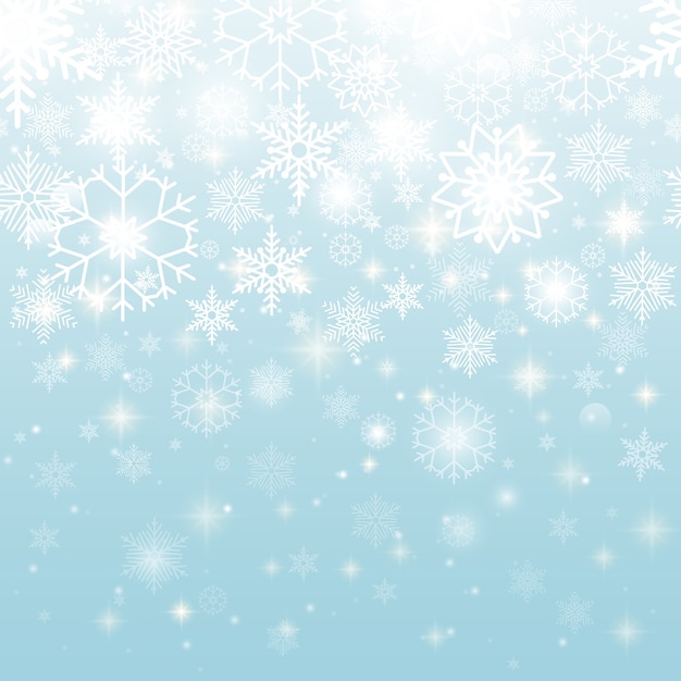 Beautiful White Snowflakes Seamless Pattern Graphic Design on Sky Blue Background – Free Download