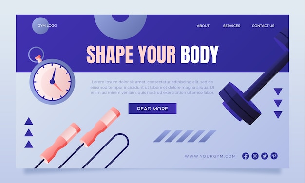 Gradient Gym Training and Exercise Landing Page Template – Free to Download