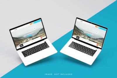 Two Floating Laptop Screen Interface for Website Presentation Mockup – Free to Download