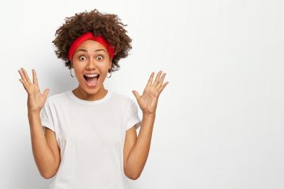 Overemotive Dark Skinned Woman Reacting with Excitement – Free Stock Photo, Download for Free