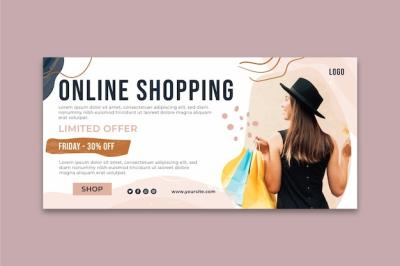 Online Shopping Time Banner Template – Free Download