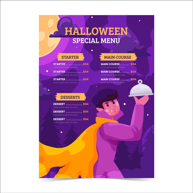 Hand Drawn Flat Halloween Menu Template – Free Download