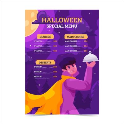 Hand Drawn Flat Halloween Menu Template – Free Download