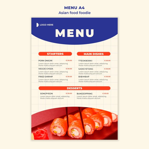 Asian Food Menu Template – Free Download