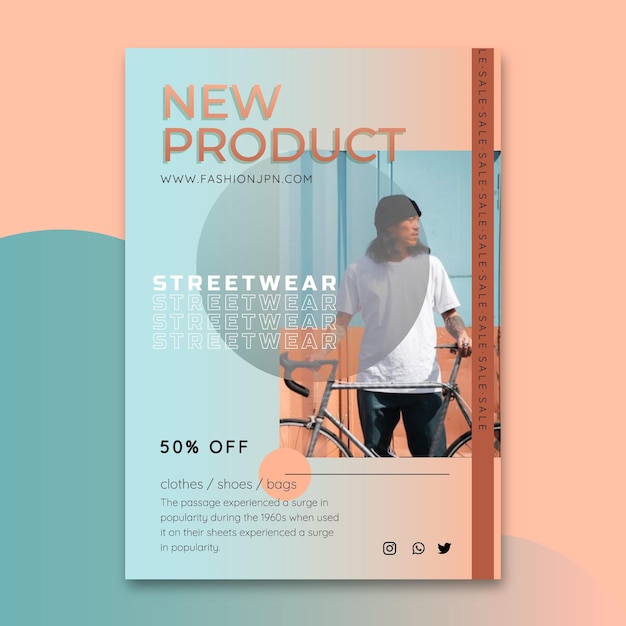 Gradient Vertical Sale Poster Template with Photo – Free Download