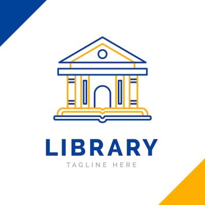 Library Logo Design in Flat Style – Free Download