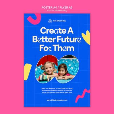 World Children’s Day Flat Design Poster Template – Free Download