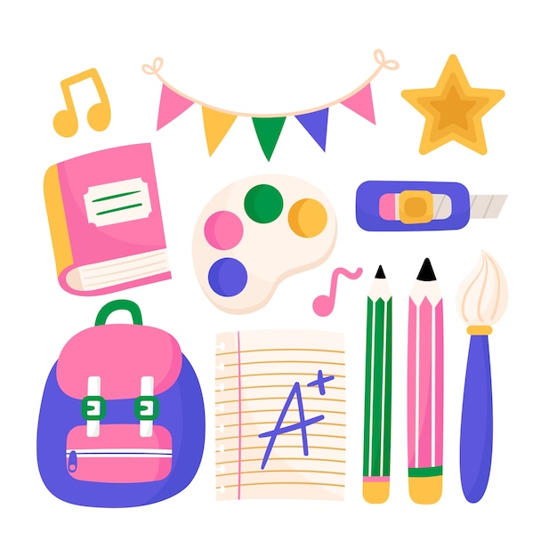 Hand-Drawn School Elements Collection for Free Download