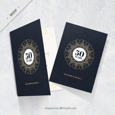 Elegant Golden Anniversary Card – Free Download