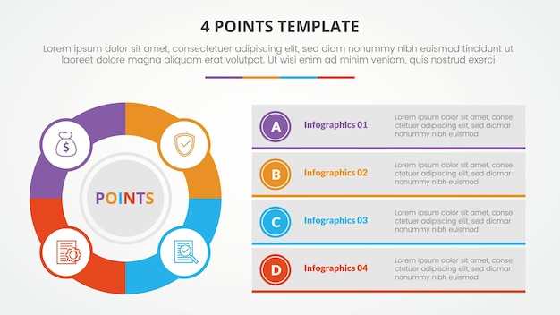 4 Points Stage Template Infographic Concept for Slide Presentations – Free Download