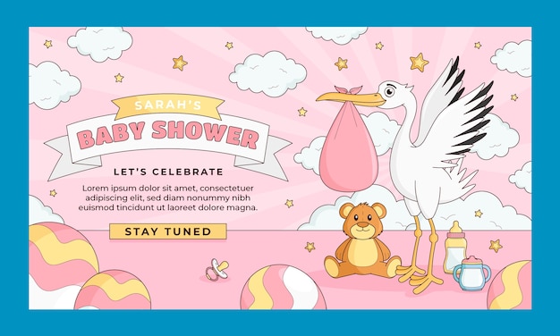 Hand Drawn Baby Shower Twitch Background – Free Download